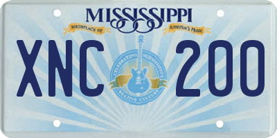 MS license plate XNC200