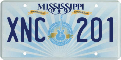 MS license plate XNC201