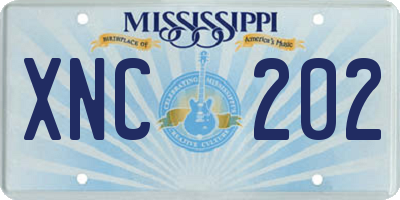 MS license plate XNC202