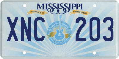 MS license plate XNC203