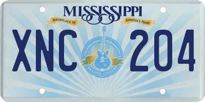 MS license plate XNC204