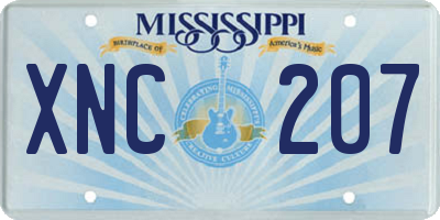 MS license plate XNC207