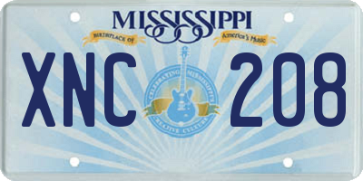 MS license plate XNC208