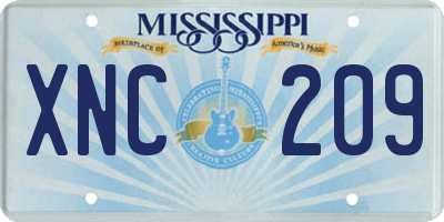 MS license plate XNC209