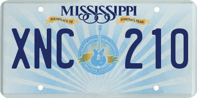 MS license plate XNC210