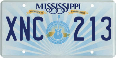 MS license plate XNC213