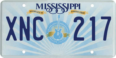 MS license plate XNC217