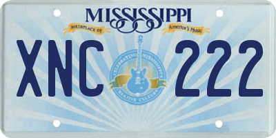 MS license plate XNC222