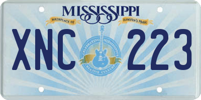 MS license plate XNC223