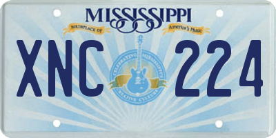 MS license plate XNC224
