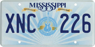 MS license plate XNC226