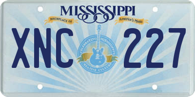 MS license plate XNC227