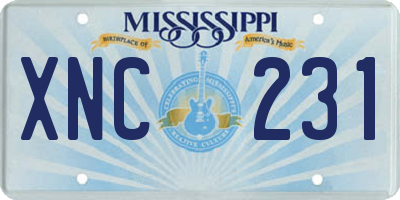 MS license plate XNC231