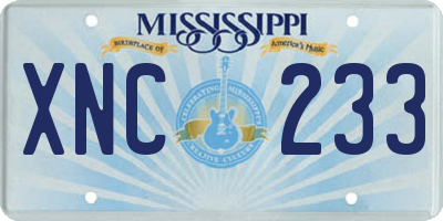 MS license plate XNC233