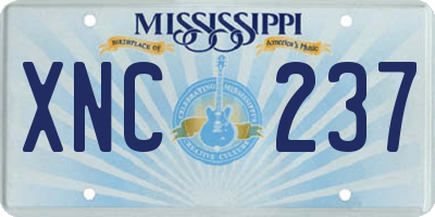 MS license plate XNC237