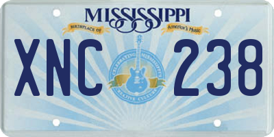 MS license plate XNC238
