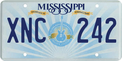 MS license plate XNC242