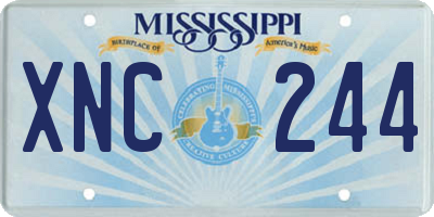 MS license plate XNC244