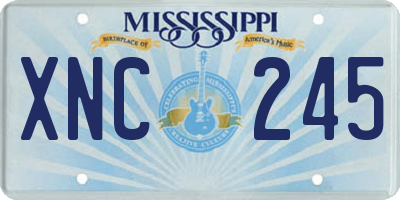 MS license plate XNC245