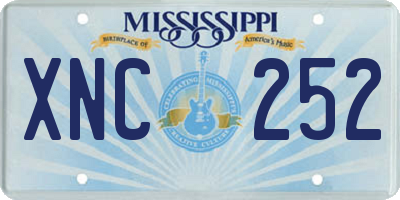 MS license plate XNC252