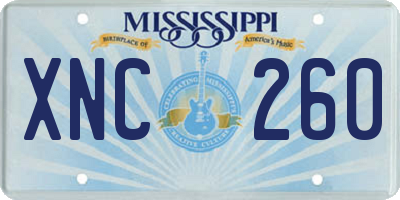 MS license plate XNC260