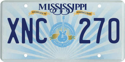 MS license plate XNC270