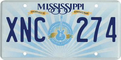 MS license plate XNC274