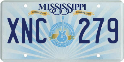 MS license plate XNC279