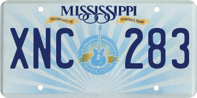 MS license plate XNC283