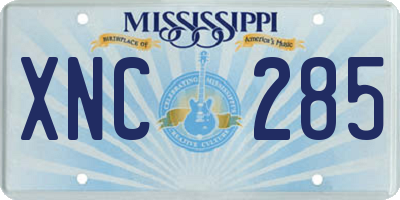 MS license plate XNC285