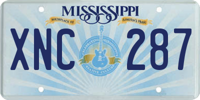MS license plate XNC287