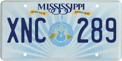 MS license plate XNC289