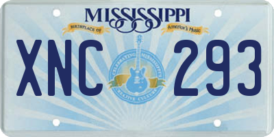 MS license plate XNC293
