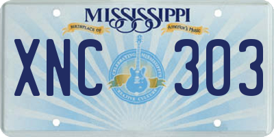 MS license plate XNC303