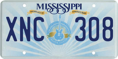 MS license plate XNC308