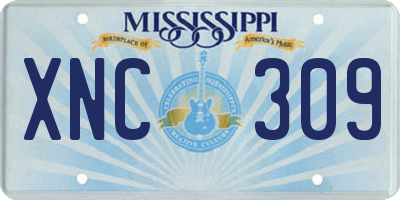 MS license plate XNC309