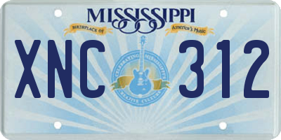 MS license plate XNC312