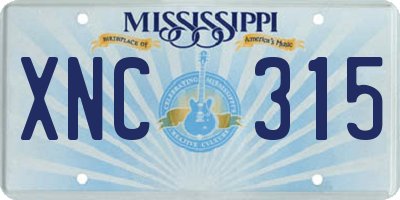MS license plate XNC315