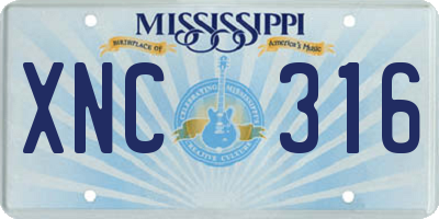 MS license plate XNC316