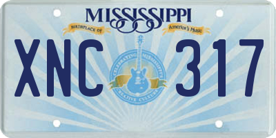 MS license plate XNC317