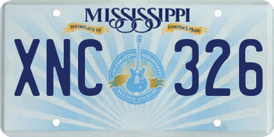 MS license plate XNC326