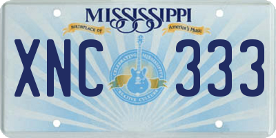 MS license plate XNC333