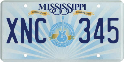 MS license plate XNC345