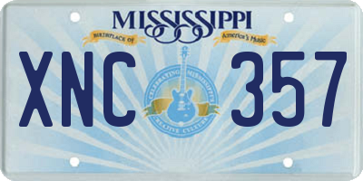 MS license plate XNC357