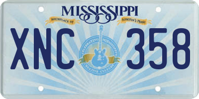 MS license plate XNC358