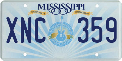 MS license plate XNC359