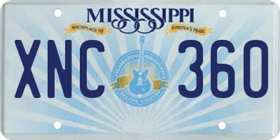 MS license plate XNC360