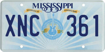 MS license plate XNC361
