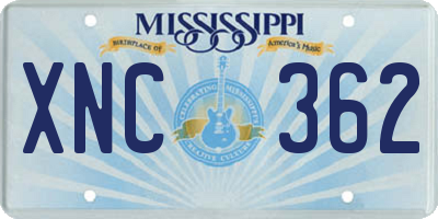 MS license plate XNC362