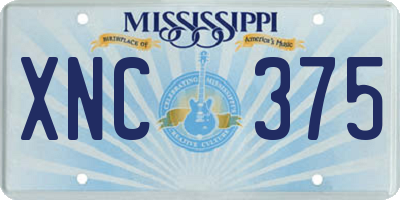 MS license plate XNC375